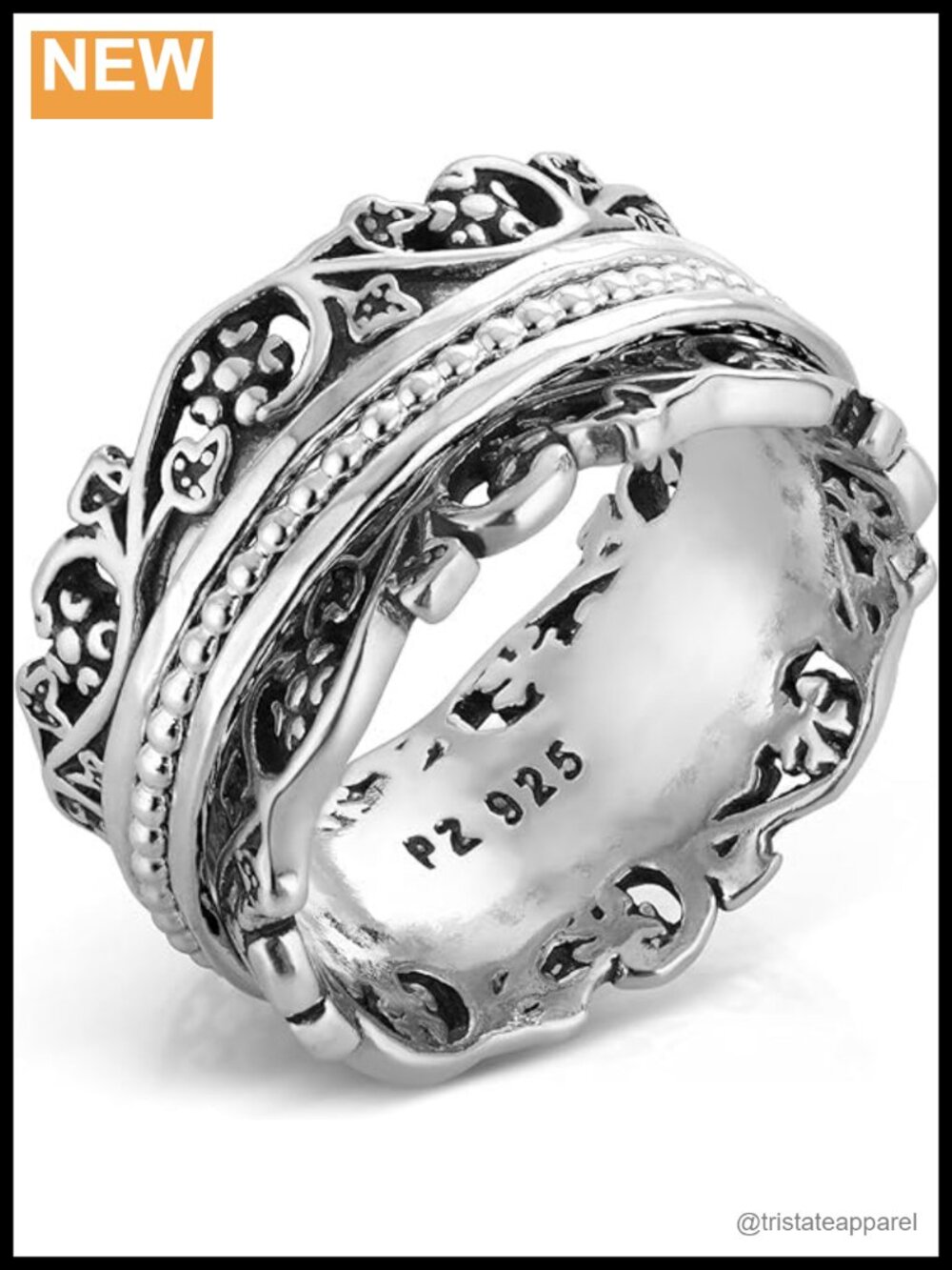 Sterling Silver Spinner Ring Handcrafted Vintage Style Fidget Ring